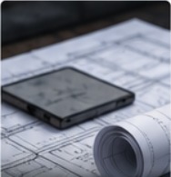 Blueprints and a tablet